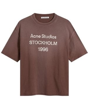 Acne Studios Logo Printed Crewneck T-Shirt - Brown