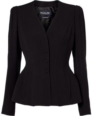 Mugler Re/Edit Single-Breasted Long Sleeve Suit Jacket - Black