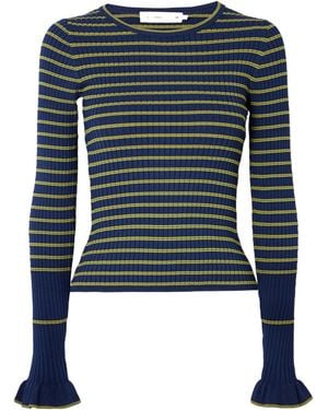 Proenza Schouler Yasmine Striped Ribbed-Knit Jumper - Blue