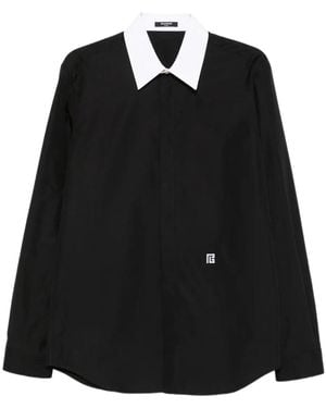 Balmain Pb Two-Tone Poplin Shirt - Black