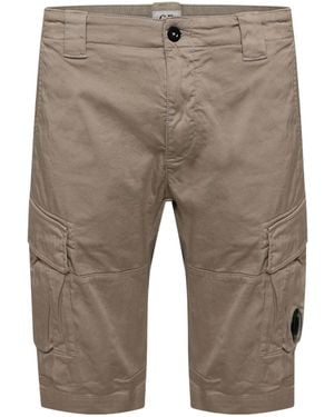 C.P. Company Sateen Stretch Cargo Shorts - Grey