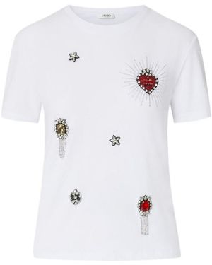 Liu Jo T-Shirt With Jewel Embroidery - White