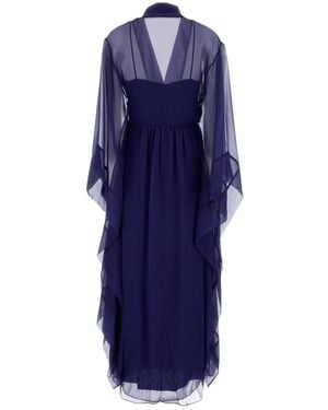 Alberta Ferretti Deep V-Neck Dress - Blue