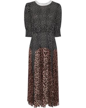 RIXO London Meg Leopard Midi Dress - Grey