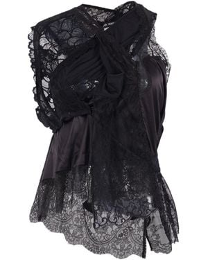 Junya Watanabe X Peach John V-Hals Kanten Blouse - Black