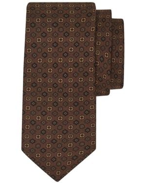 Ferragamo Micro Pattern Silk Tie - Brown