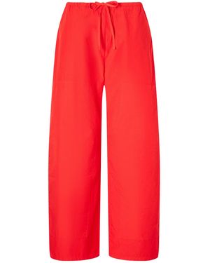 Leset Kyoto Cotton-Poplin Low-Rise Wide-Leg Trousers - Red