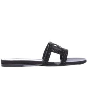 Versace Greca Maze Embellished Slides - White