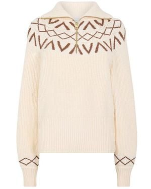 Varley Sigrid Ribbed-Knit Half-Zip Sweater - White