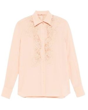 Ermanno Scervino Lace-Panel Curved Hem Shirt - Pink
