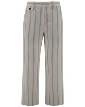 Brunello Cucinelli Striped Straight-Leg Trousers - Grey