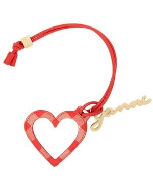 Ganni Heart Shaped Pendant Keychain - Red