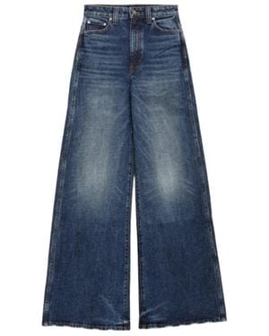 KHAITE Wide-Leg Jeans With Frayed Hems - Blue