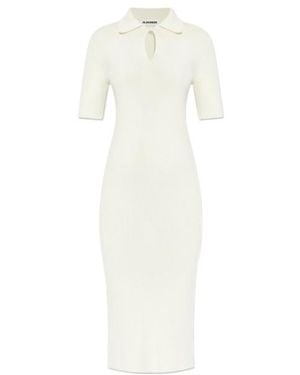 Jil Sander Cut-Out Polo Dress - White