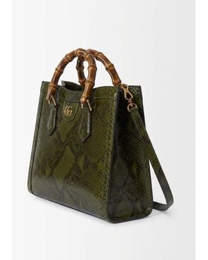 Gucci Diana Python Medium Tote Bag - Green