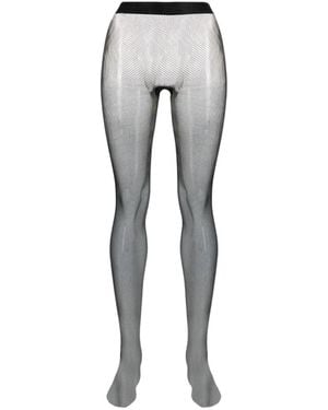 Wolford Fishnet Semi-Sheer Tights - Grey