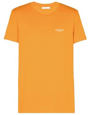 Balmain Eco-Responsible Cotton T-Shirt With Logo Print - Orange