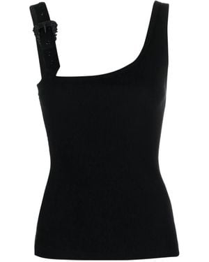 Versace Jeans Couture Buckle-Embellished Ribbed Top - Black