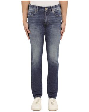 Pt Pantaloni Belt Ring Denim Pants - Blue