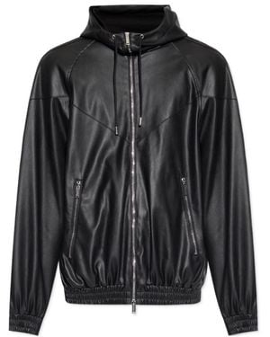 DSquared² Hooded Leather Jacket - Black