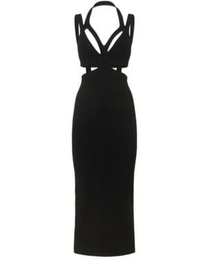 Dion Lee Rib Knit Interlink Crossed Midi Dress - Black