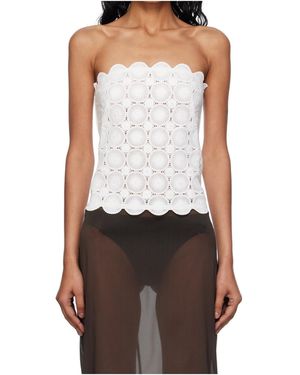 St. Agni Open Crochet Bra - White