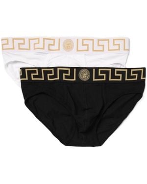 Versace Greca-Detailed Pack Of Two Boxer Briefs - Black