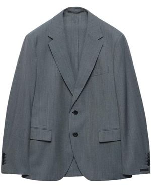 Prada Single-Breasted Wool Jacket - Blue
