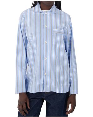 Tekla Striped Shirt Pyjamas - Blue