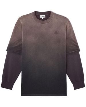 Ganni Washed Jersey Long-Sleeve T-Shirt - Gray