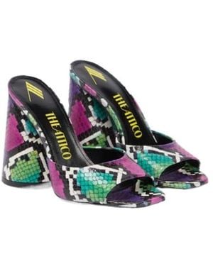 The Attico Luz Snakeskin High-Heeled Sandals - Green