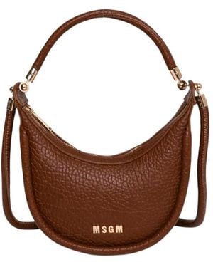 MSGM Logo-Lettering Shoulder Bag - Brown