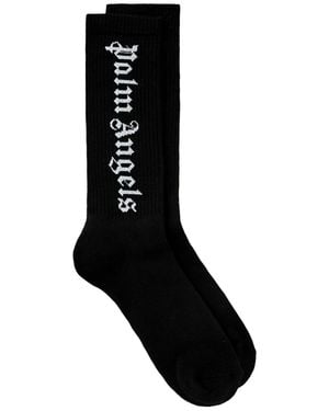 Palm Angels Logo Intarsia Socks - Black