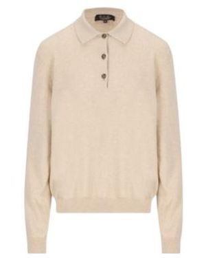 Loro Piana Long-Sleeved Knitted Polo Jumper - Natural