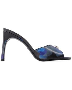 Coperni Holographic Logo Heeled Mules - Blue