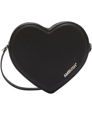 Ambush Heart Logo Plaque Crossbody Bag - Black