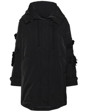 Ermanno Scervino Floral-Appliqué Puffer Jacket - Black