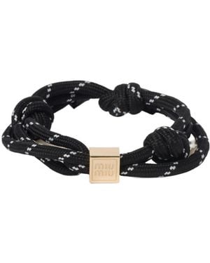 Miu Miu Logo-Engraved Rope Bracelet - Blue
