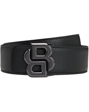 BOSS Reversible Italian Leather Belt With Double B Monogram Buckle - White