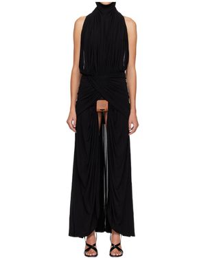 Jean Paul Gaultier Draped Logo-Patch Maxi Dress - Black