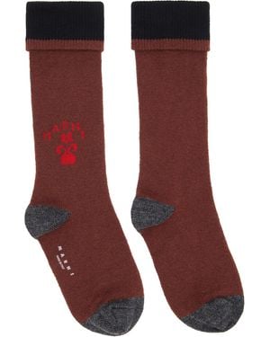 Marni Wool Flower Logo Mid-Tube Socks - Red