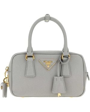 Prada Structured Top Handle Tote Bag - Gray