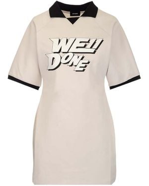 we11done Logo Short-Sleeved Mini Dress - Natural