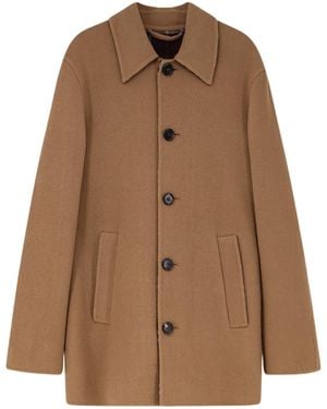Burberry Single Breasted Long Sleeved Coat - Brown