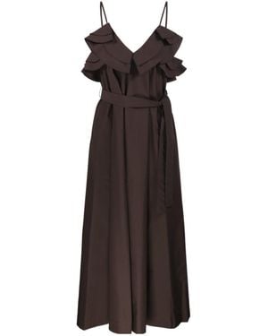 P.A.R.O.S.H. Ruffled Midi Dress - Brown