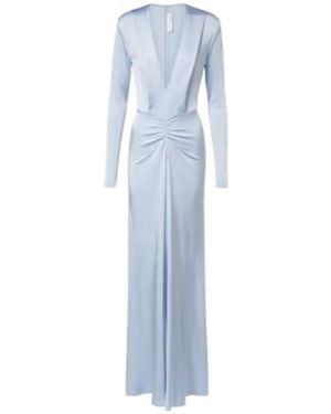 Victoria Beckham Gathered Jersey Gown - Blue