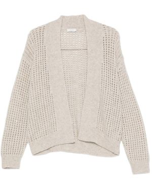 Peserico Sequin-Embellished Open-Knit Cardigan - Natural