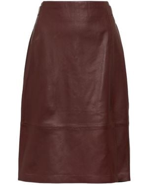 Vince Leather Pencil Skirt - Brown