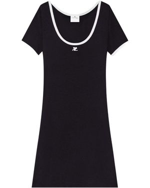 Courreges Classic Dress With Embroidered Logo - Black