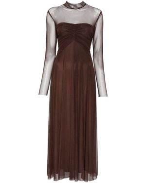 Twinset シャーリング シアーパネル マキシドレス - Brown